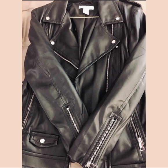 H&M black leather jacket - Picture 3 of 5